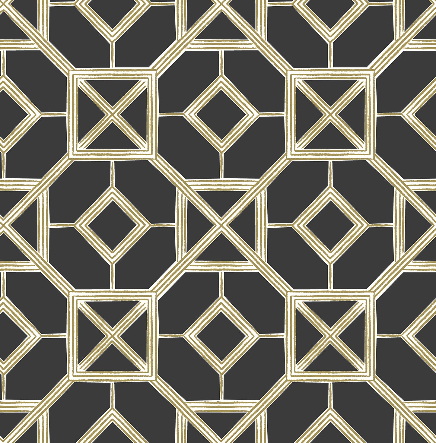 A-Street Prints Livia Black Trellis Wallpaper, 20.5-in by 33-ft