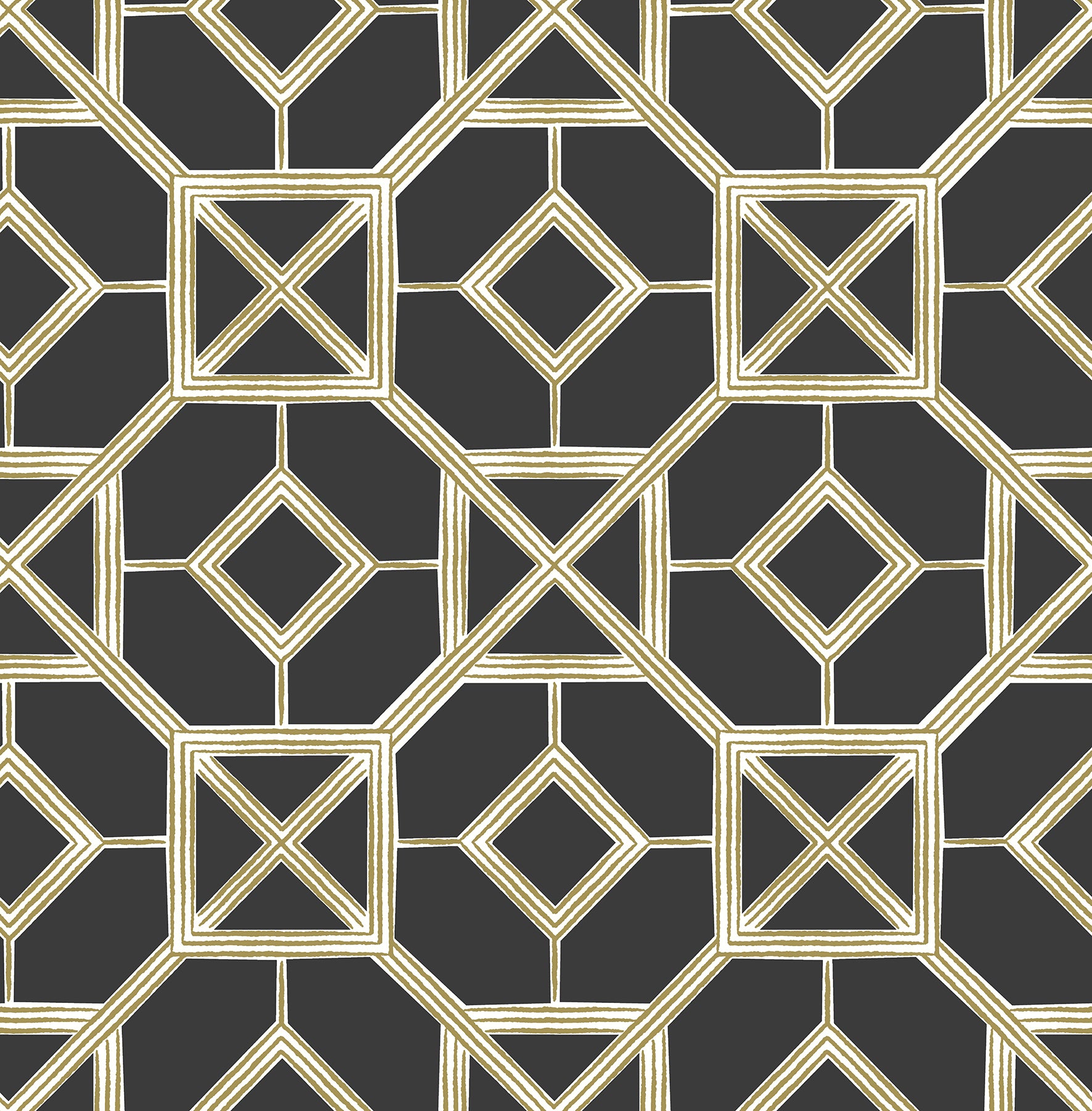 A-Street Prints Livia Black Trellis Wallpaper, 20.5-in by 33-ft