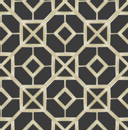 A-Street Prints Livia Black Trellis Wallpaper, 20.5-in by 33-ft