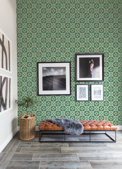 A-Street Prints Livia Green Trellis Wallpaper, 20.5-in by 33-ft