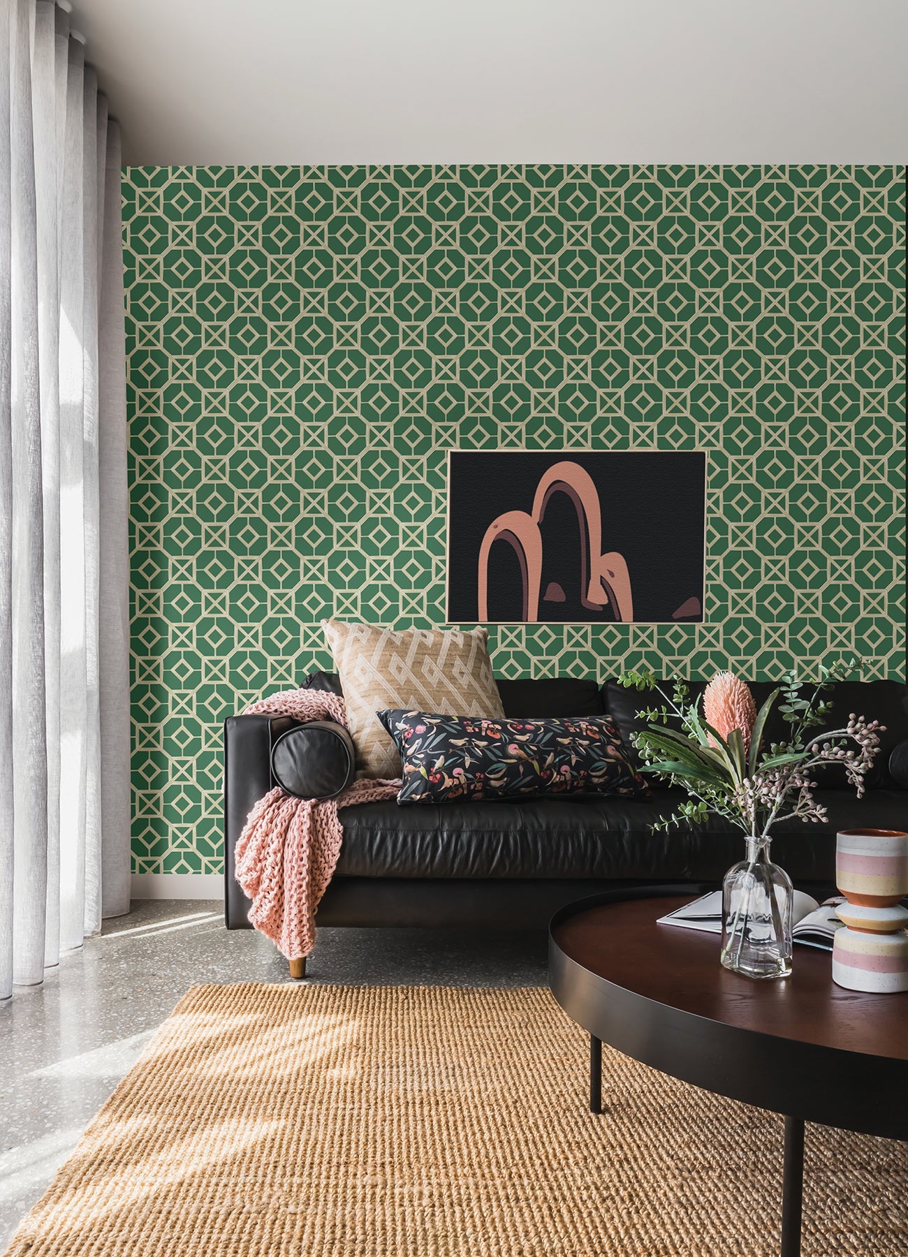 A-Street Prints Livia Green Trellis Wallpaper, 20.5-in by 33-ft