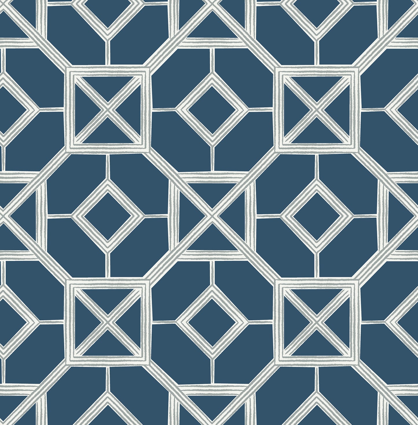 A-Street Prints Livia Dark Blue Trellis Wallpaper, 20.5-in by 33-ft