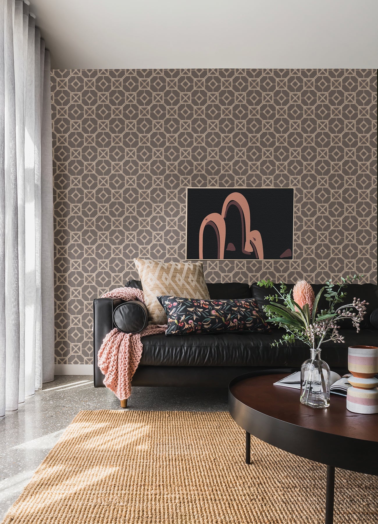 A-Street Prints Livia Mauve Trellis Wallpaper, 20.5-in by 33-ft