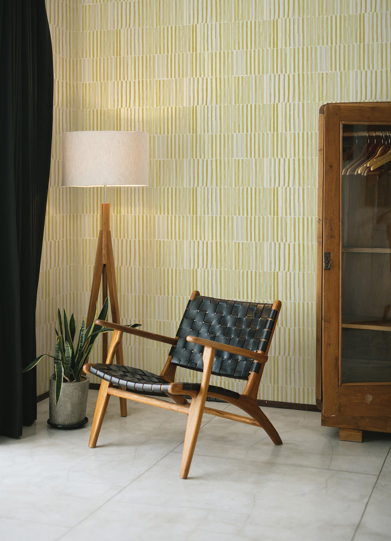 A-Street Prints Sabah Yellow Stripe Wallpaper, 20.5-in by 33-ft