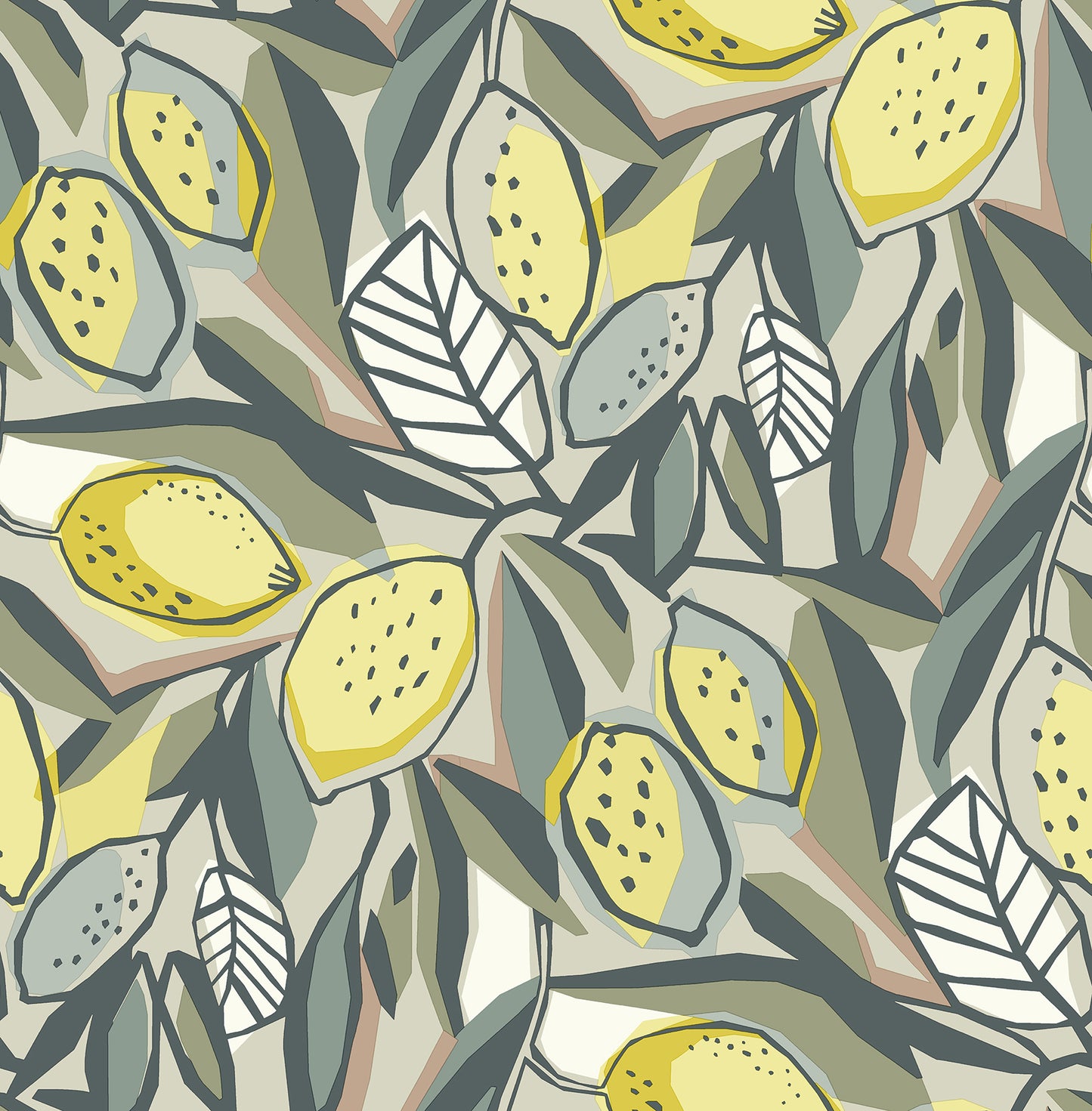 A-Street Prints Meyer Chartreuse Citrus Wallpaper, 20.5-in by 33-ft