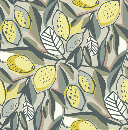 A-Street Prints Meyer Chartreuse Citrus Wallpaper, 20.5-in by 33-ft