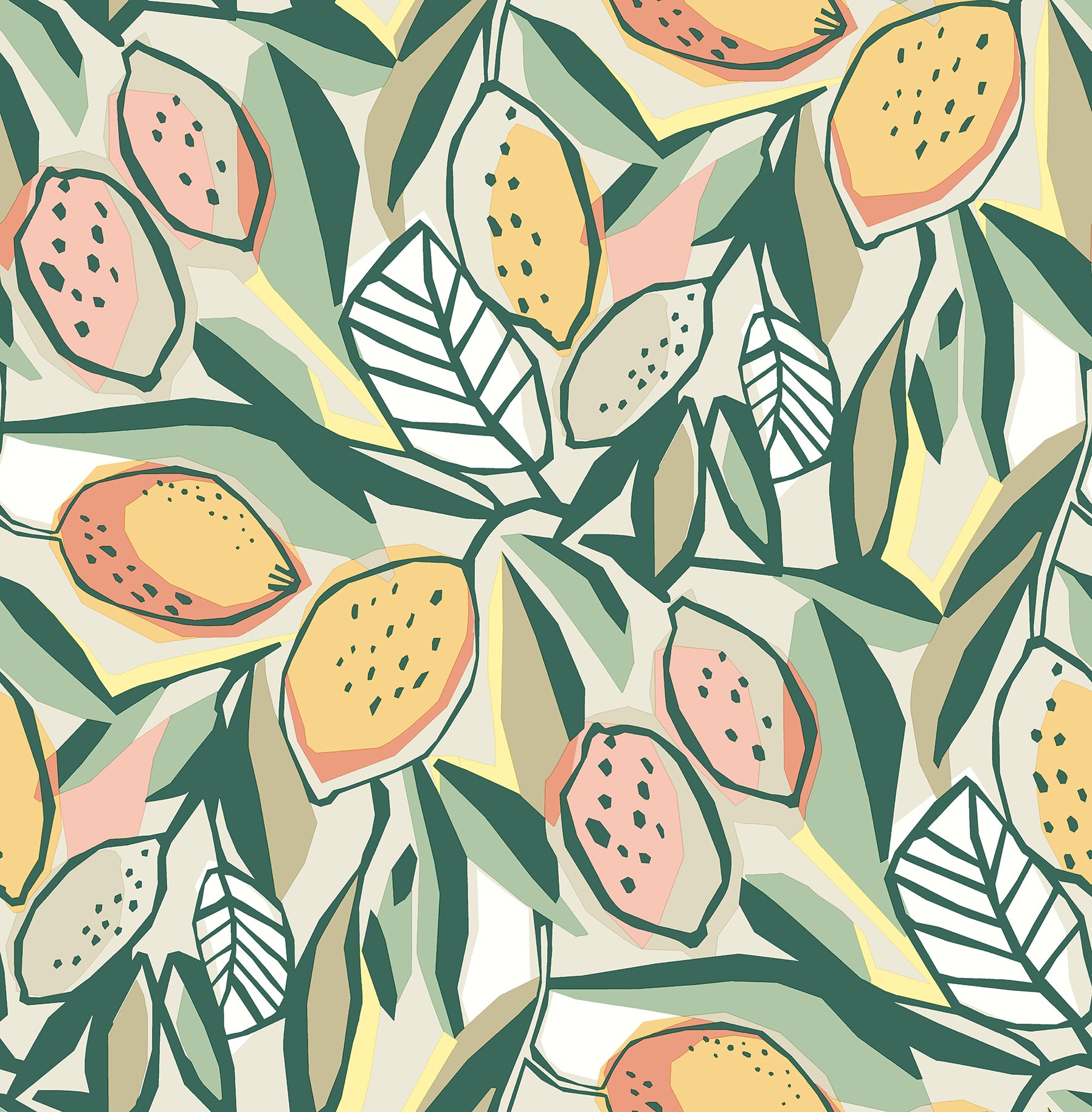 A-Street Prints Meyer Peach Citrus Wallpaper, 20.5-in by 33-ft