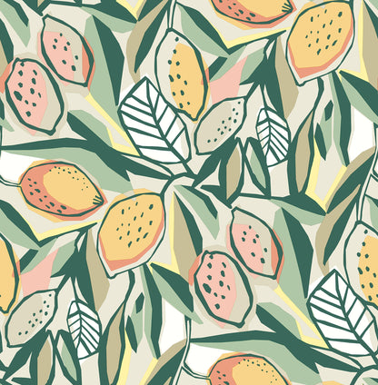 A-Street Prints Meyer Peach Citrus Wallpaper, 20.5-in by 33-ft