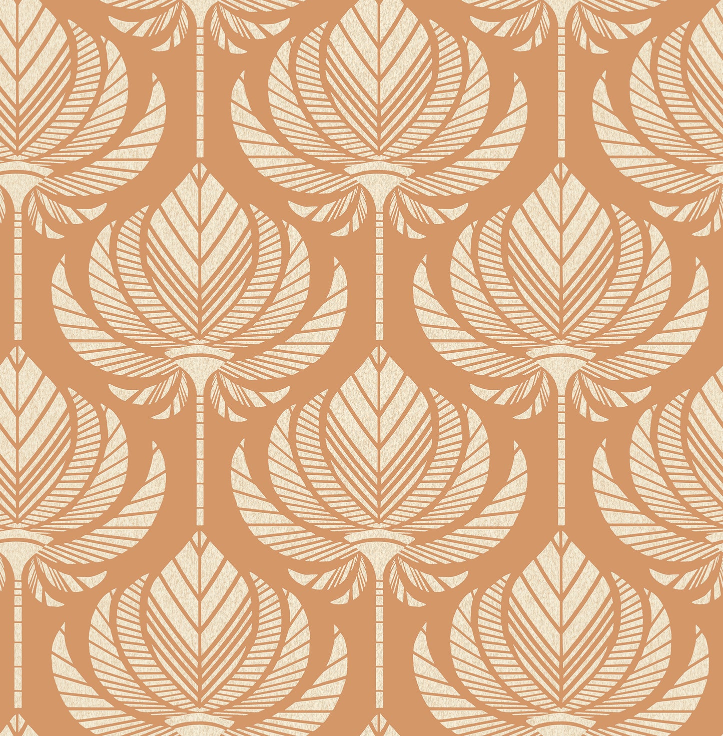 A-Street Prints Palmier Orange Lotus Fan Wallpaper, 20.5-in by 33-ft