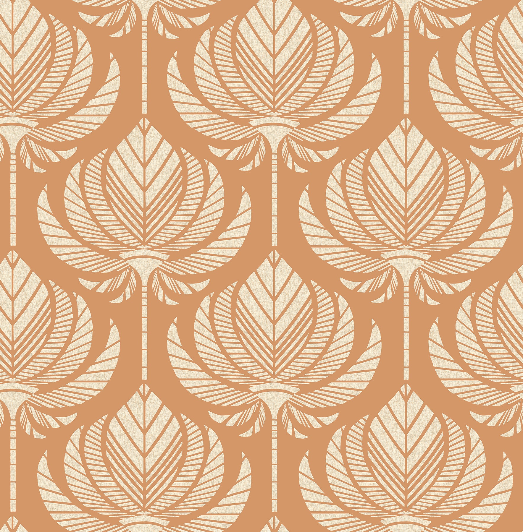 A-Street Prints Palmier Orange Lotus Fan Wallpaper, 20.5-in by 33-ft