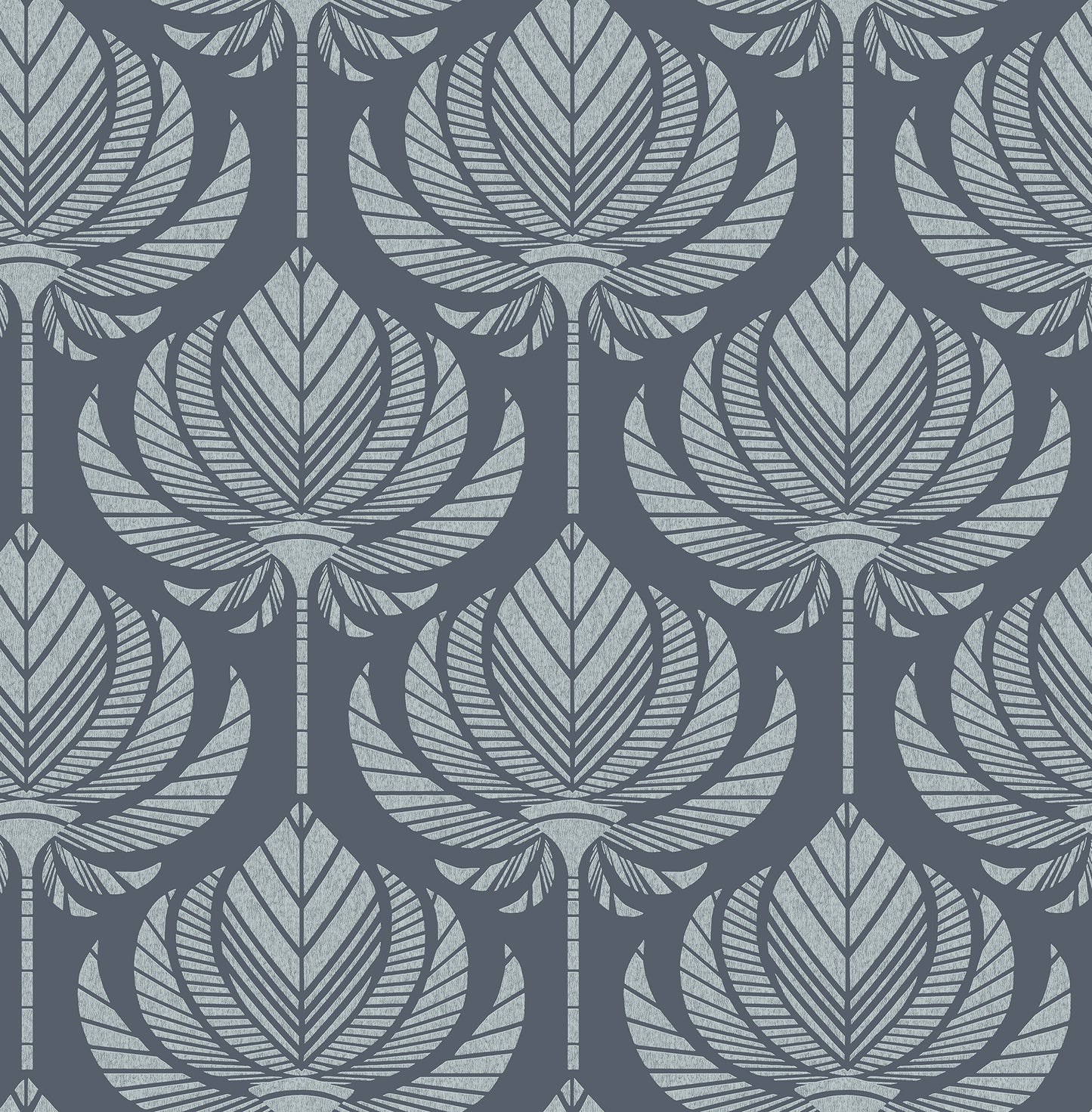 A-Street Prints Palmier Navy Lotus Fan Wallpaper, 20.5-in by 33-ft