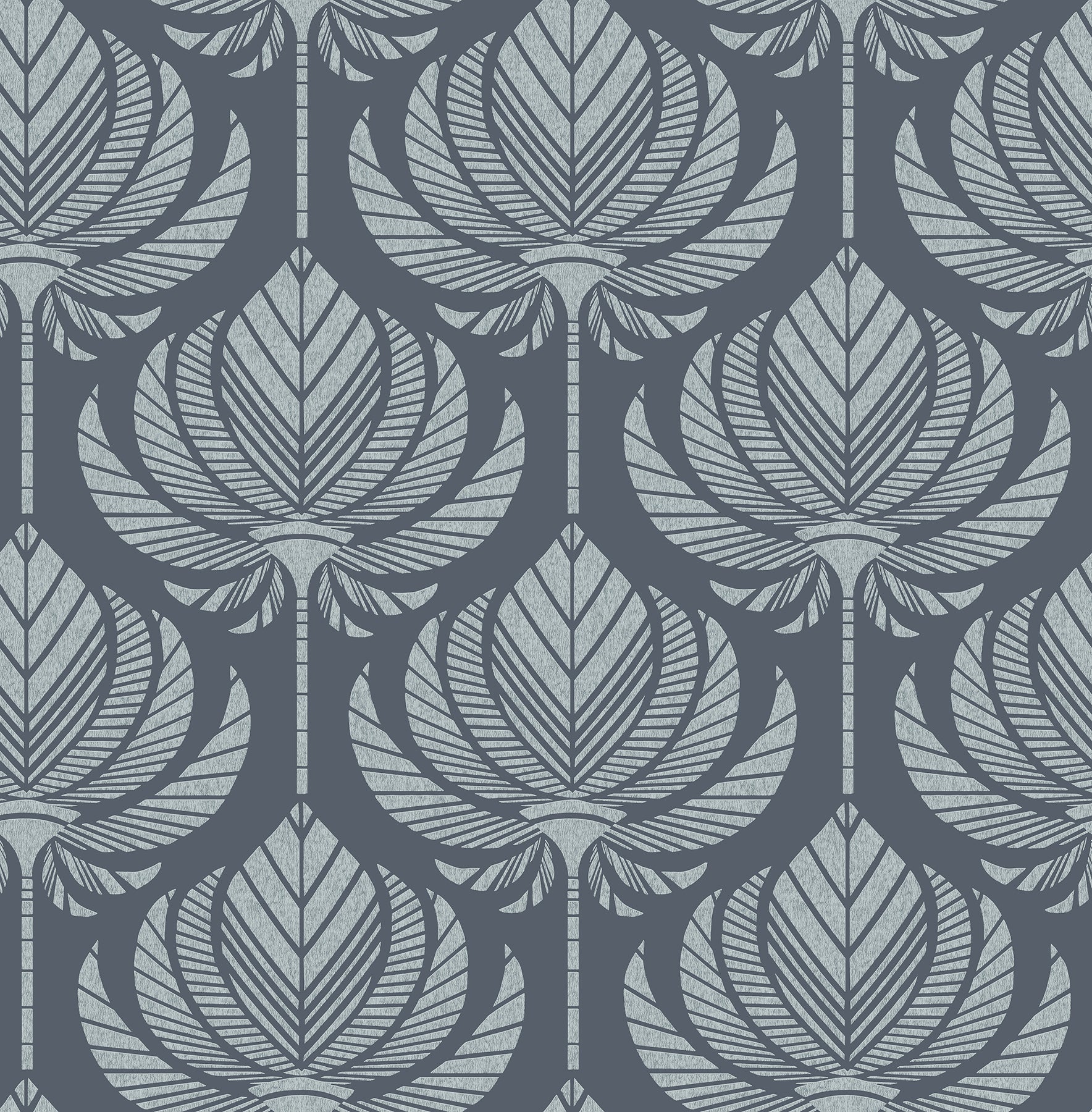 A-Street Prints Palmier Navy Lotus Fan Wallpaper, 20.5-in by 33-ft