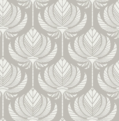 A-Street Prints Palmier Grey Lotus Fan Wallpaper, 20.5-in by 33-ft