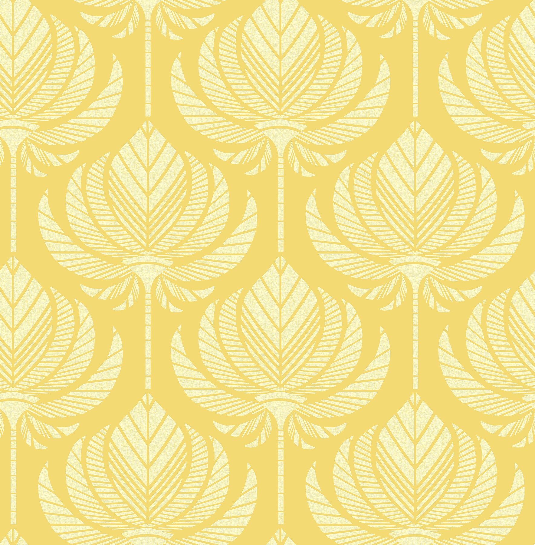 A-Street Prints Palmier Yellow Lotus Fan Wallpaper, 20.5-in by 33-ft