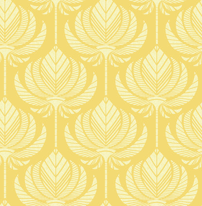 A-Street Prints Palmier Yellow Lotus Fan Wallpaper, 20.5-in by 33-ft