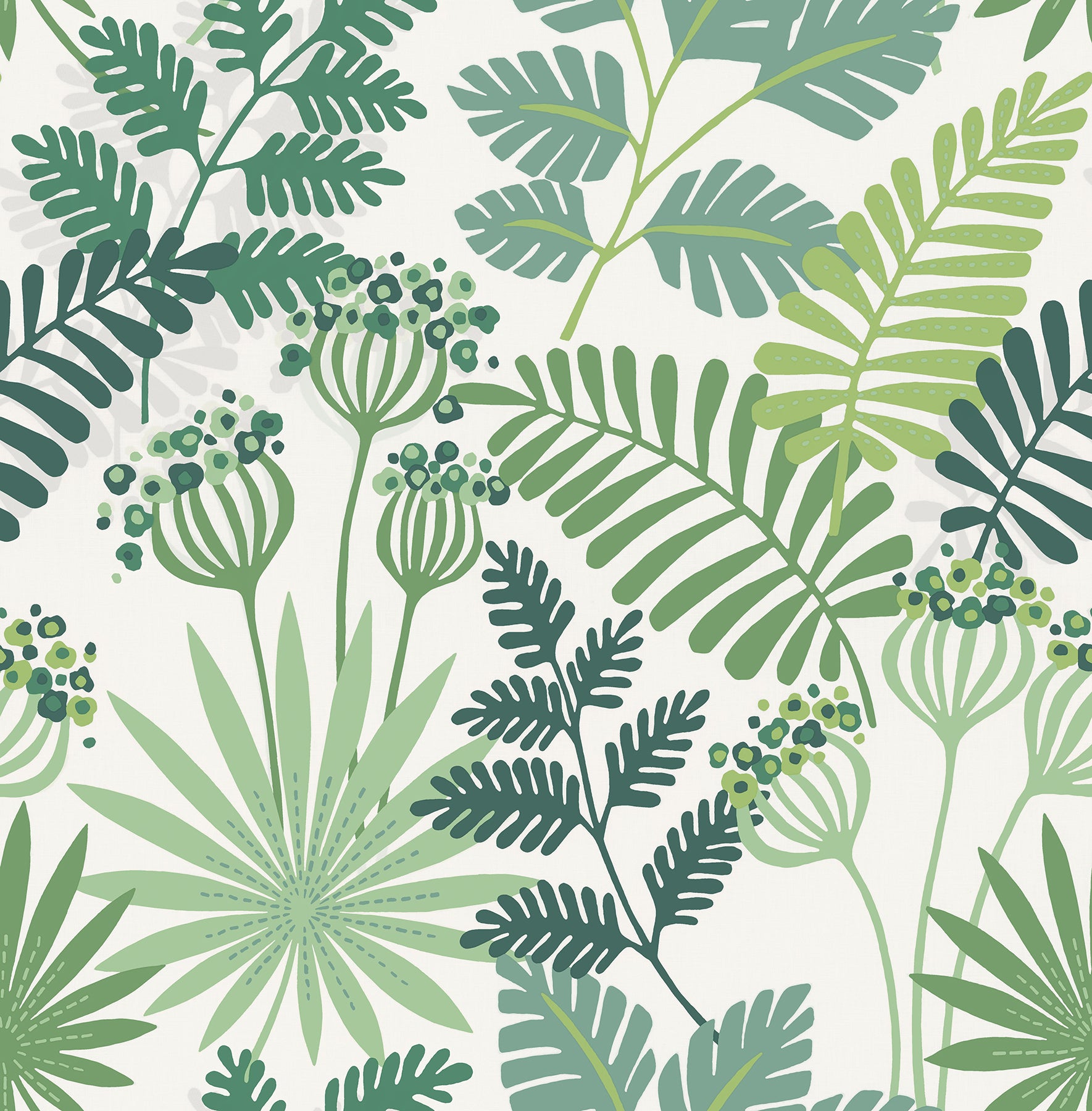 A-Street Prints Praslin Green Botanical Wallpaper, 20.5-in by 33-ft