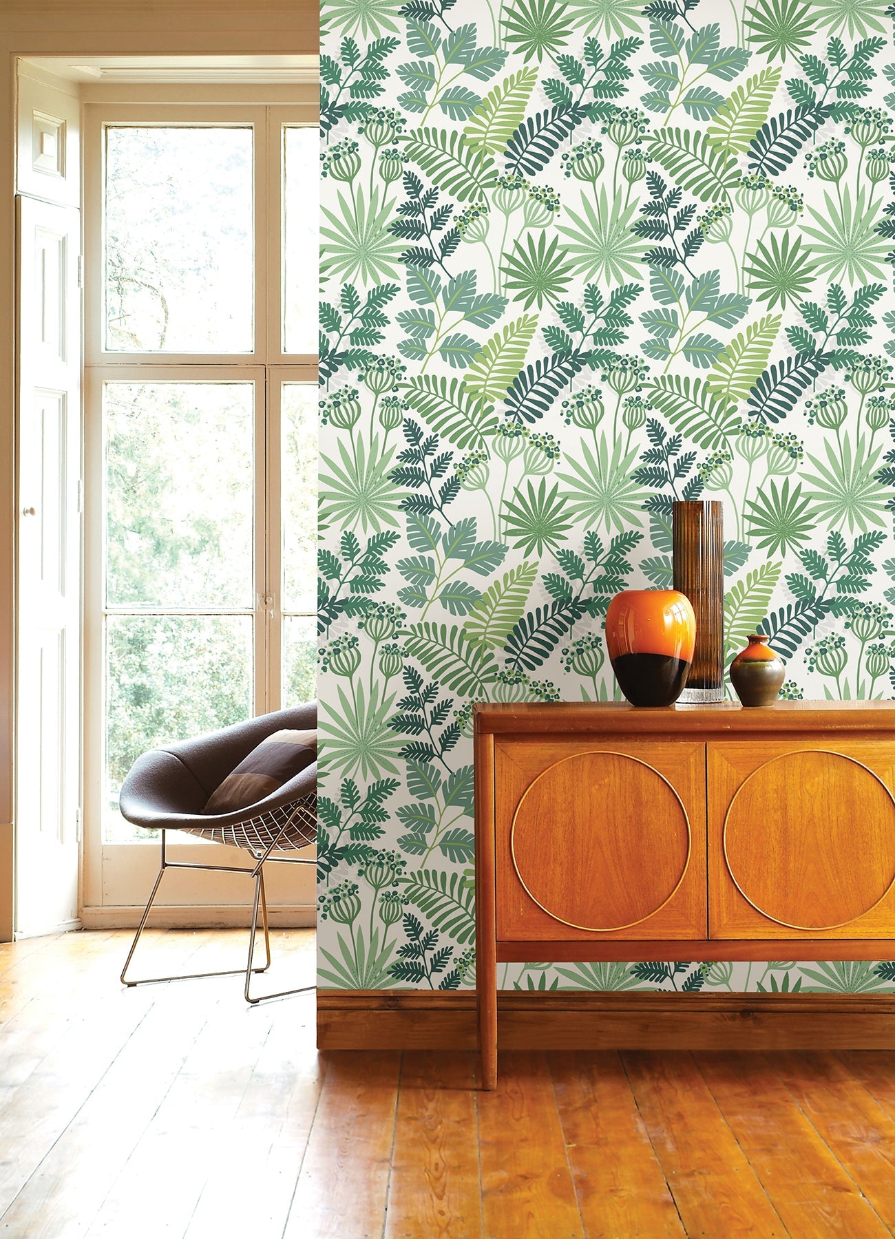 A-Street Prints Praslin Green Botanical Wallpaper, 20.5-in by 33-ft