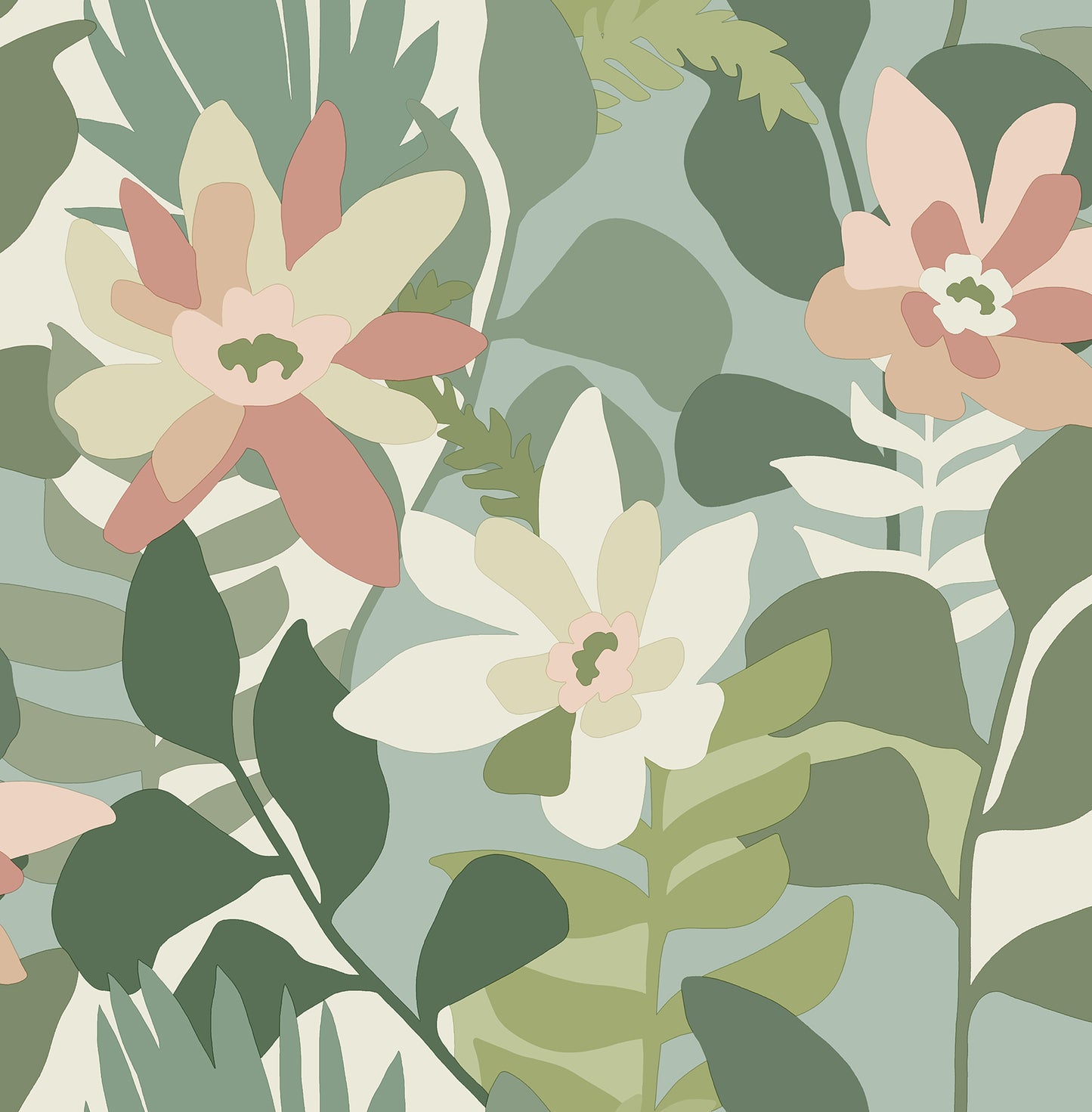 A-Street Prints Koko Green Floral Wallpaper, 20.5-in by 33-ft