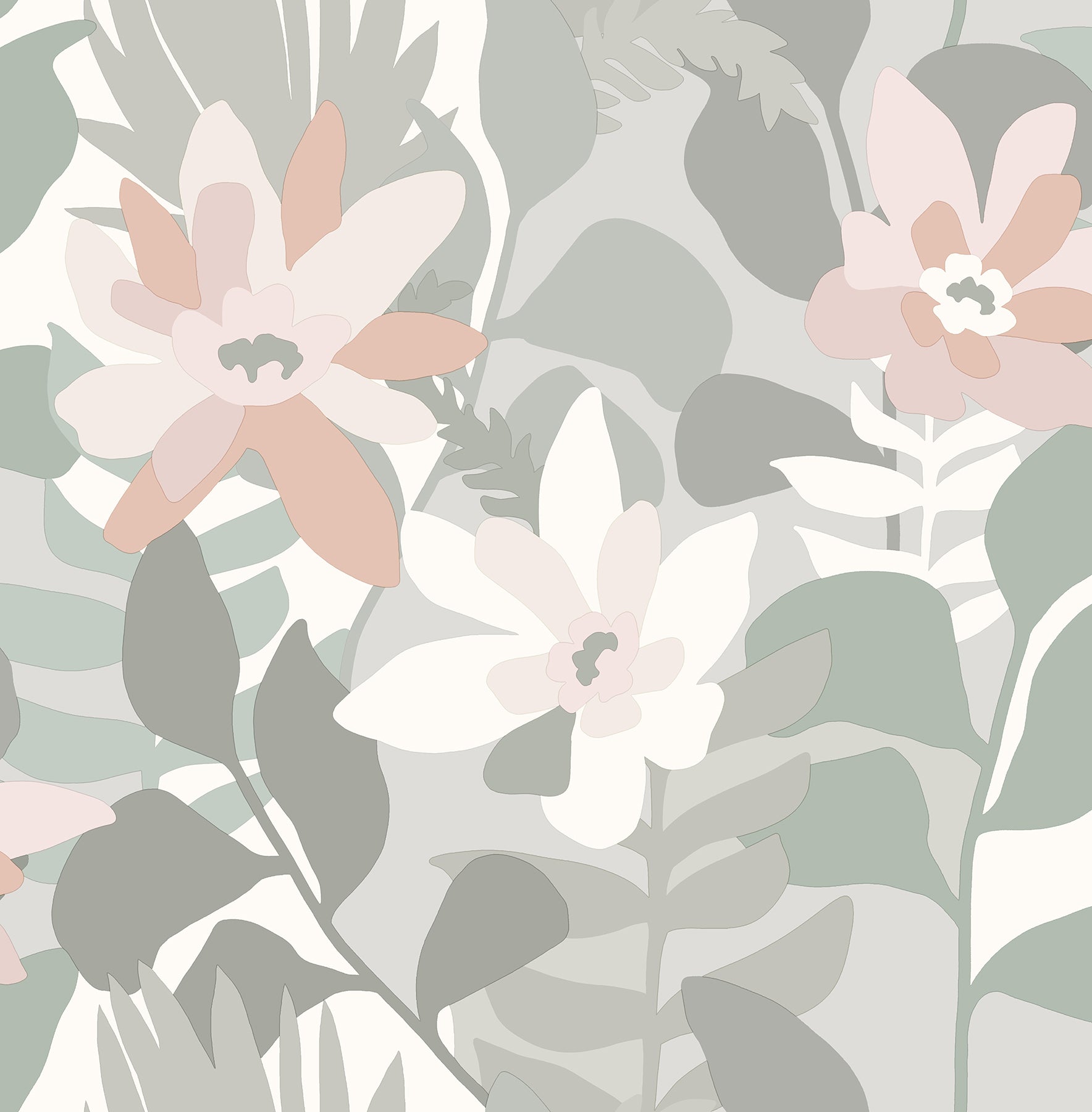 A-Street Prints Koko Grey Floral Wallpaper, 20.5-in by 33-ft