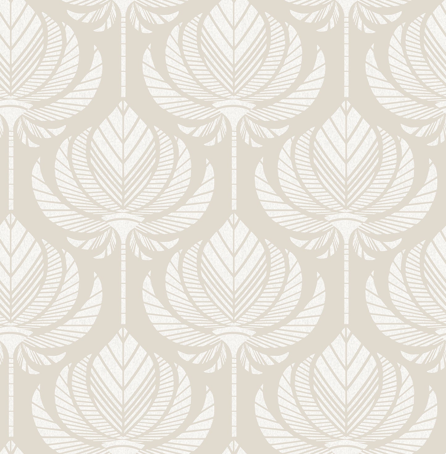 A-Street Prints Palmier Light Grey Lotus Fan Wallpaper, 20.5-in by 33-ft