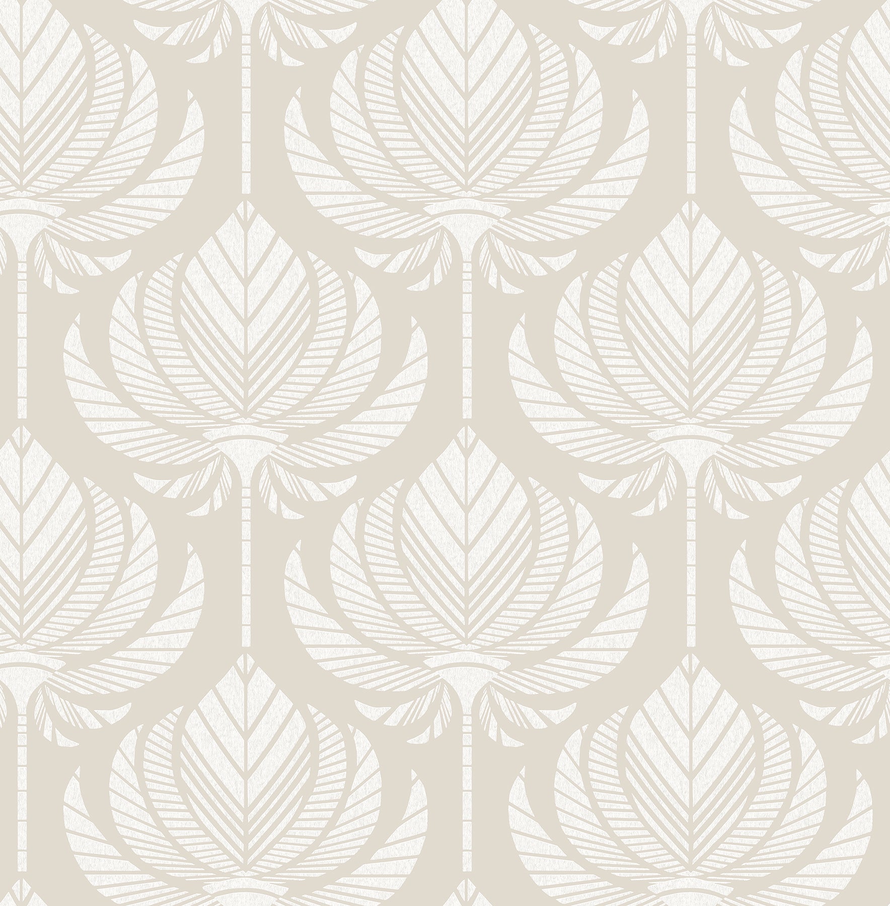 A-Street Prints Palmier Light Grey Lotus Fan Wallpaper, 20.5-in by 33-ft