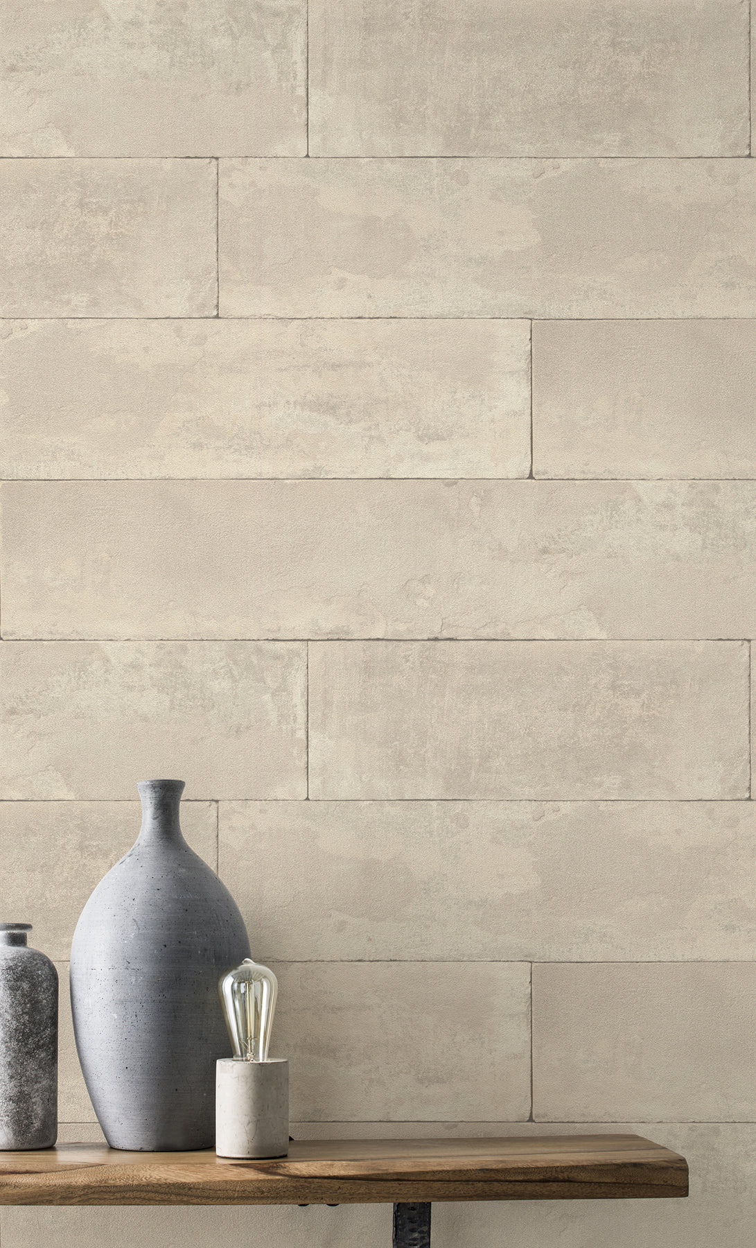 Advantage Lanier Neutral Stone Plank Wallpaper, 21-in by 33-ft