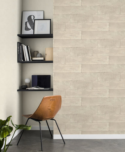 Advantage Lanier Neutral Stone Plank Wallpaper, 21-in by 33-ft