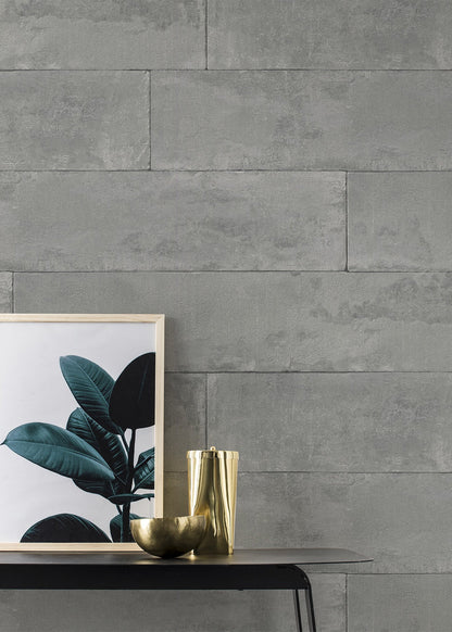 Advantage Lanier Grey Stone Plank Wallpaper, 21-in by 33-ft