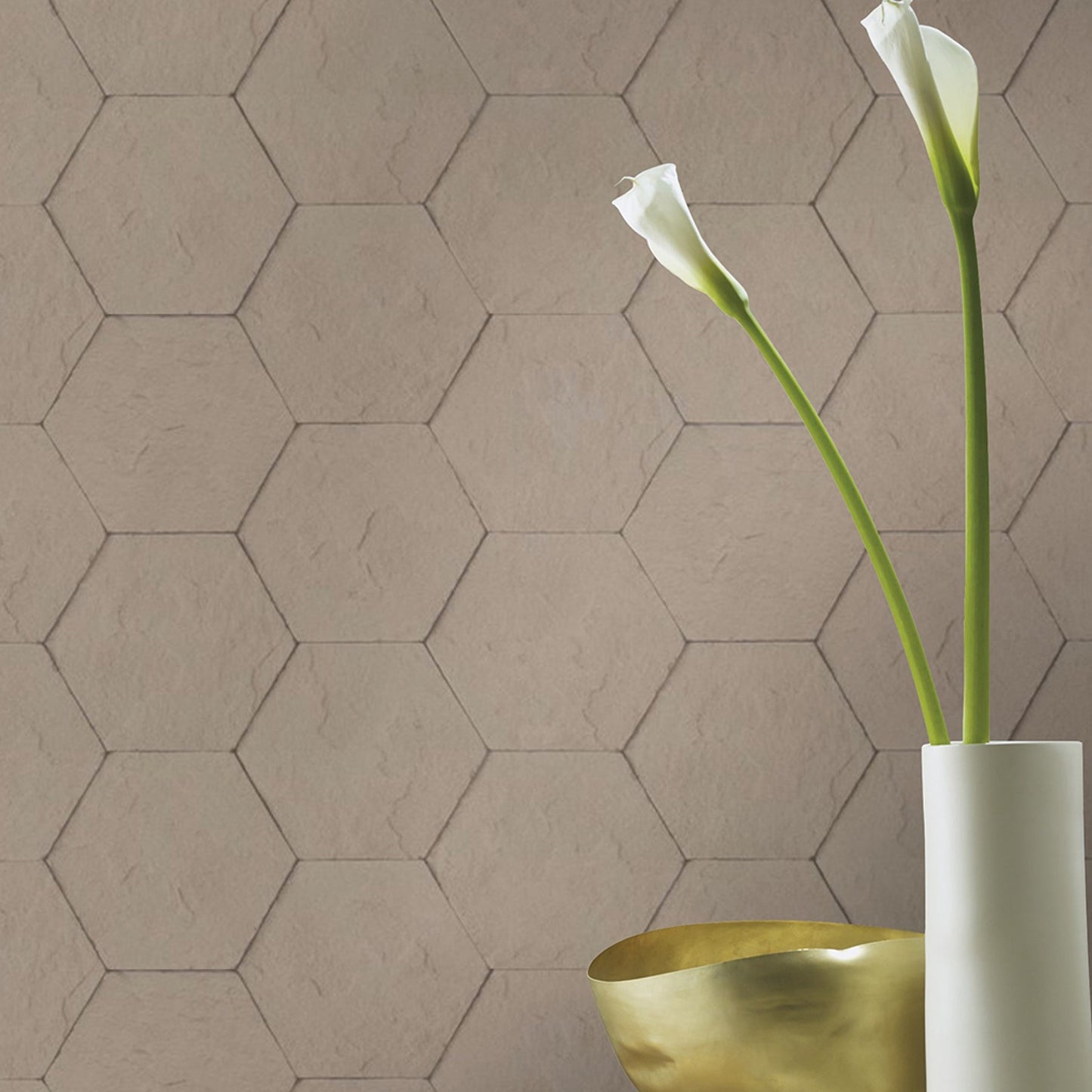 Advantage Bascom Light Grey Stone Hexagon Wallpaper, 21-in by 33-ft