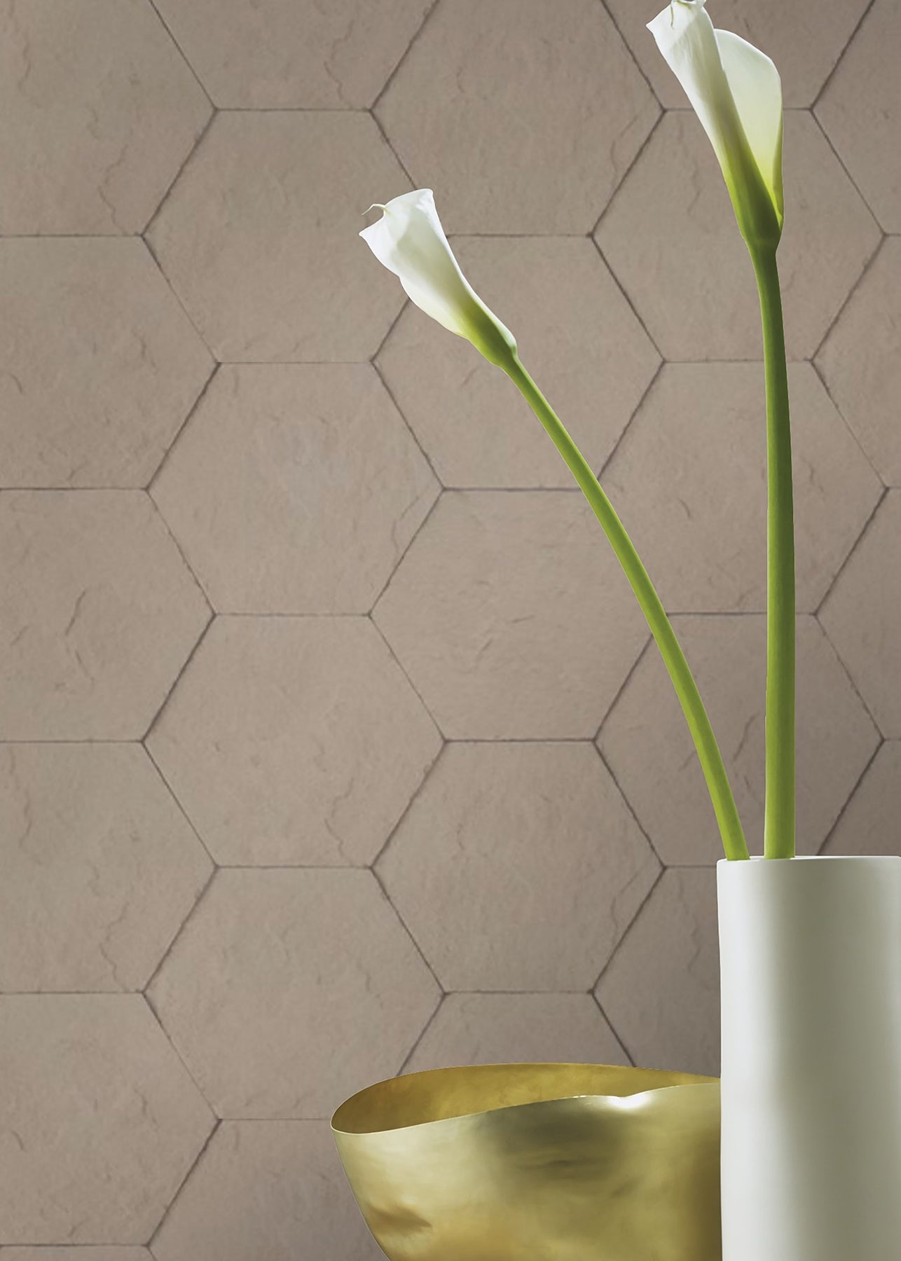 Advantage Bascom Light Grey Stone Hexagon Wallpaper, 21-in by 33-ft