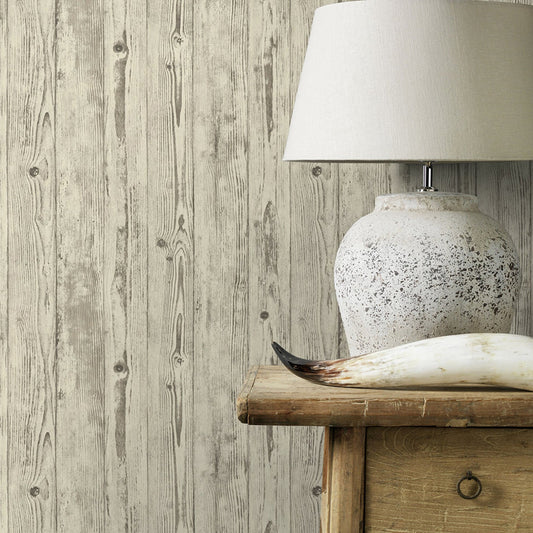 Advantage Albright Ivory Weathered Oak Panels Wallpaper, 21-in by 33-ft