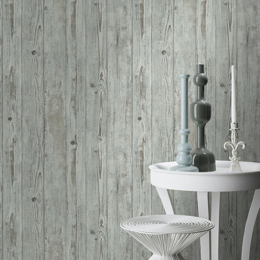 Advantage Albright Light Blue Weathered Oak Panels Wallpaper, 21-in by 33-ft