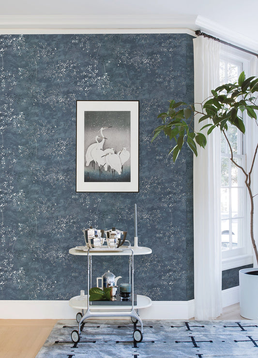 A-Street Prints Arian Blue Inkburst Wallpaper, 27.6-in by 33-ft