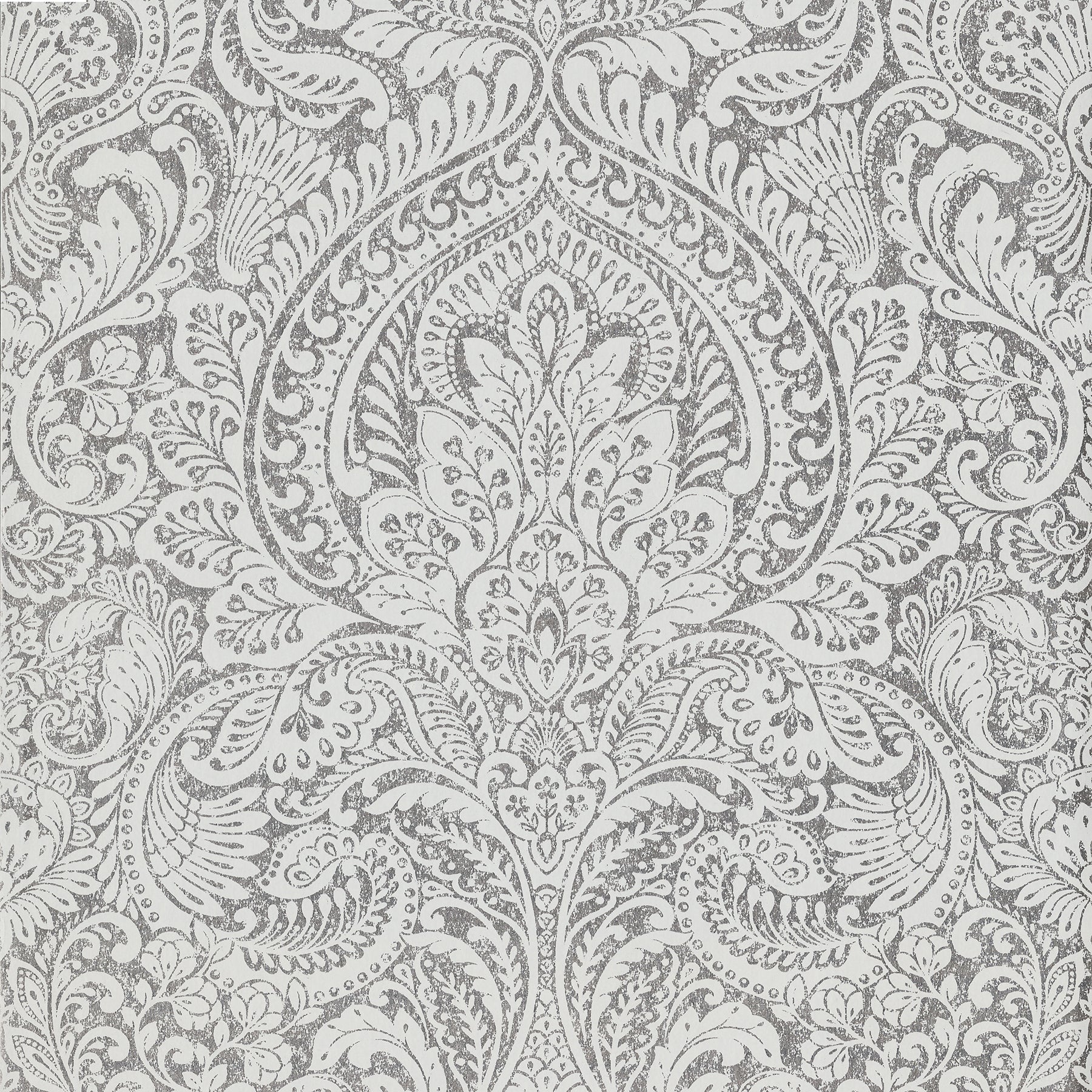 A-Street Prints Artemis Silver Floral Damask Wallpaper, 20.9-in by 33-ft