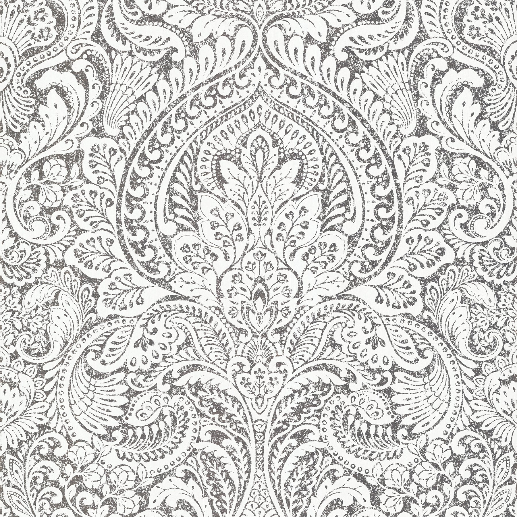 A-Street Prints Artemis Platinum Floral Damask Wallpaper, 20.9-in by 33-ft