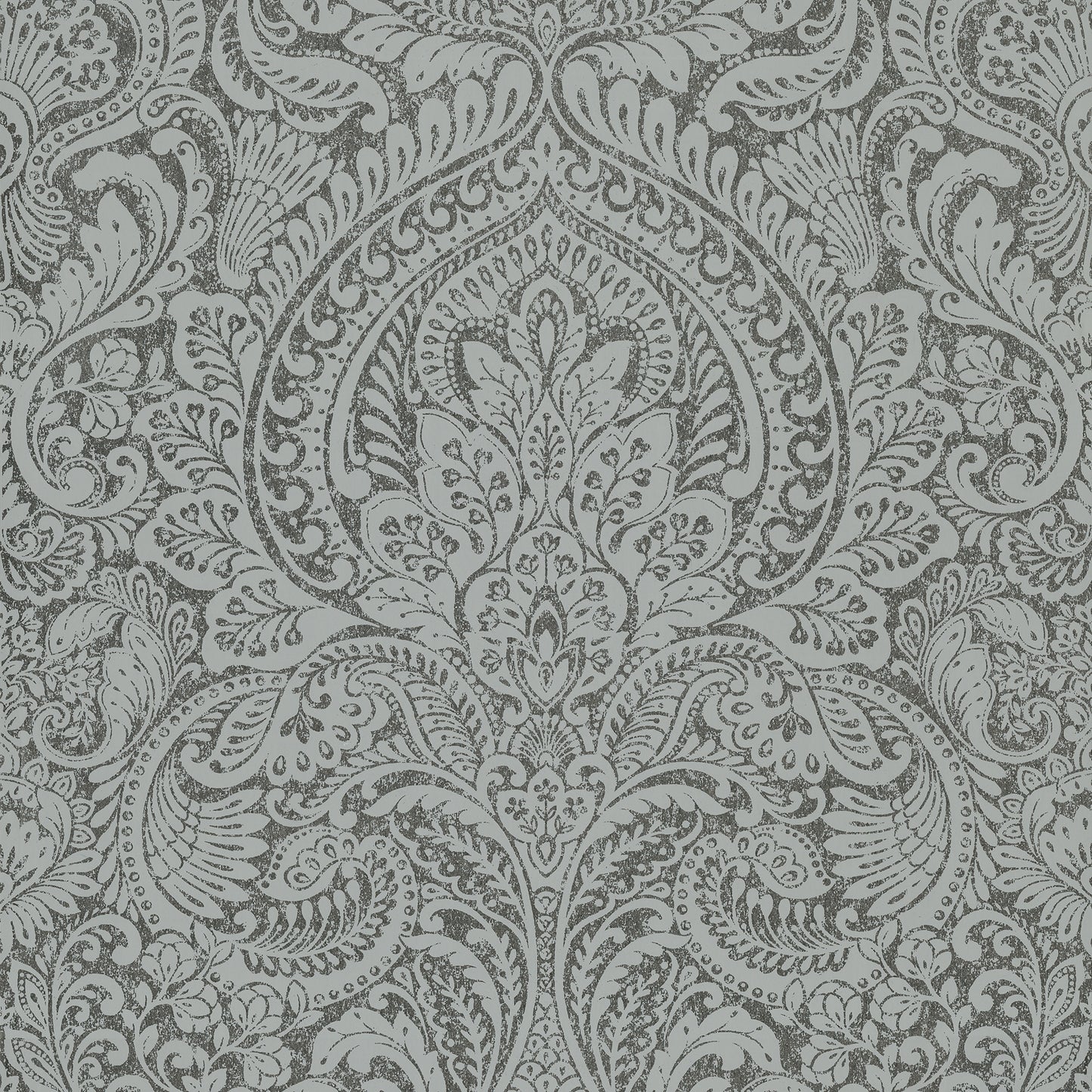 A-Street Prints Artemis Pewter Floral Damask Wallpaper, 20.9-in by 33-ft