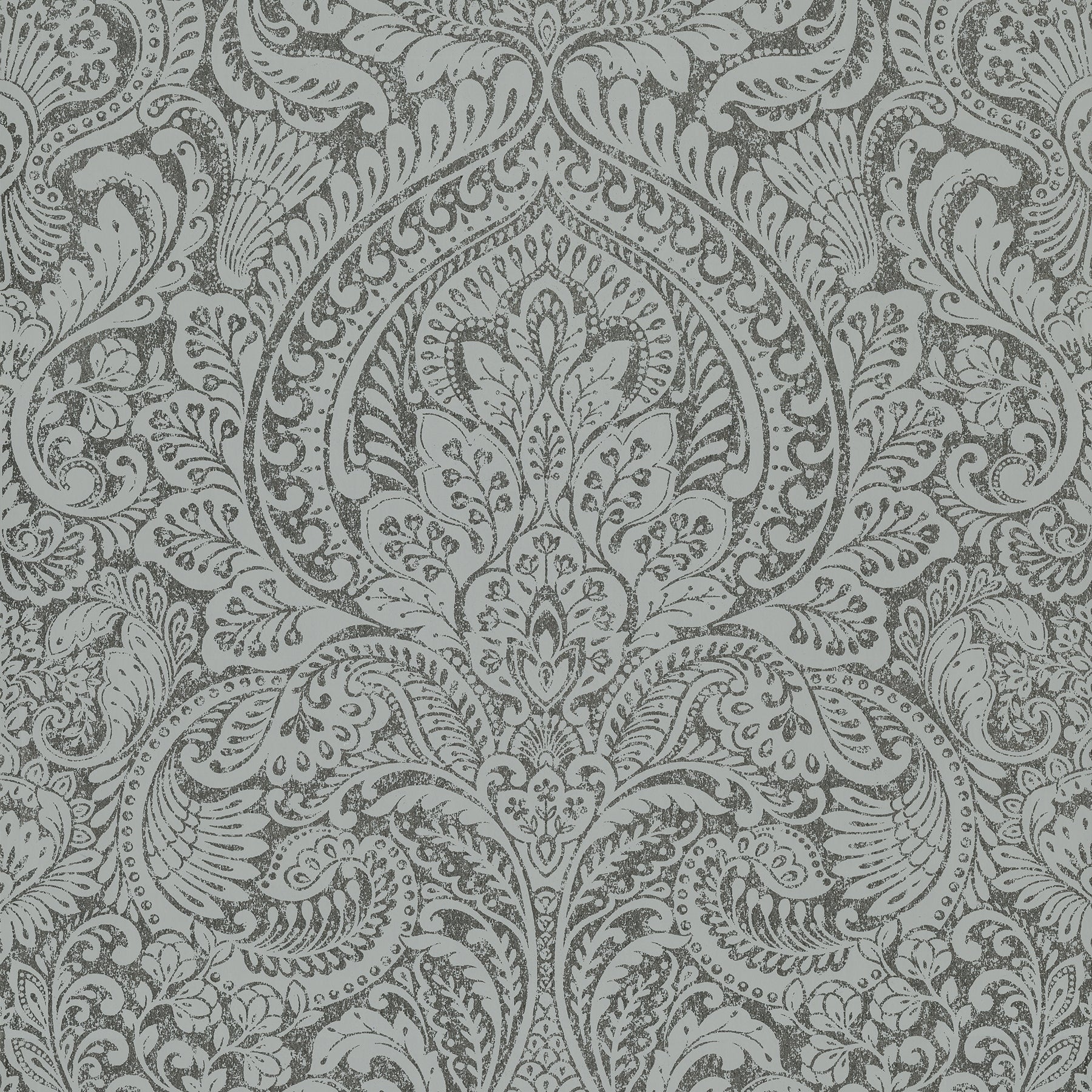 A-Street Prints Artemis Pewter Floral Damask Wallpaper, 20.9-in by 33-ft