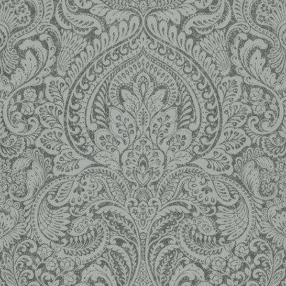 A-Street Prints Artemis Pewter Floral Damask Wallpaper, 20.9-in by 33-ft