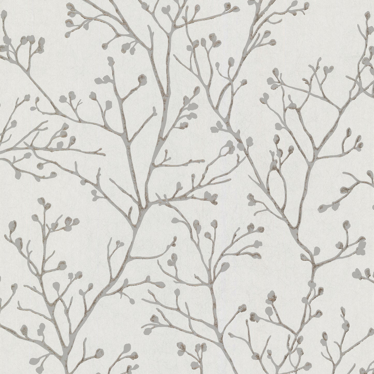 A-Street Prints Koura Silver Budding Branches Wallpaper, 20.9-in by 33-ft