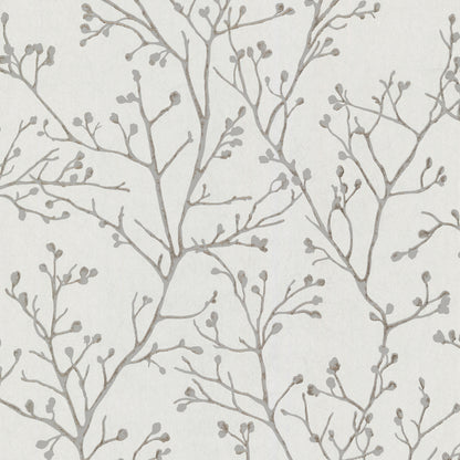 A-Street Prints Koura Silver Budding Branches Wallpaper, 20.9-in by 33-ft