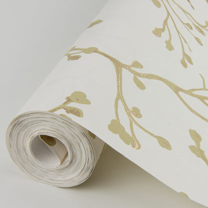 A-Street Prints Koura Cream Budding Branches Wallpaper, 20.9-in by 33-ft