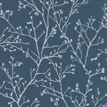 A-Street Prints Koura Sapphire Budding Branches Wallpaper, 20.9-in by 33-ft