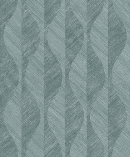 Advantage Oresome Teal Ogee Wallpaper, 20.9-in by 33-ft