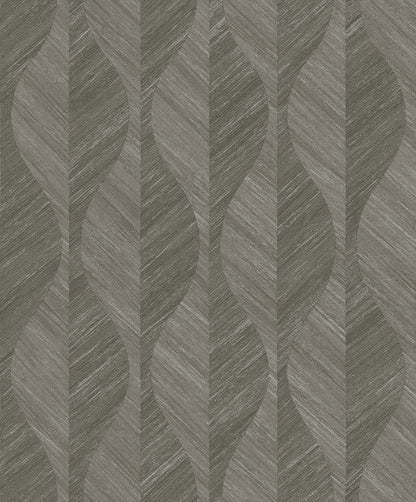 Advantage Oresome Dark Grey Grey Ogee Wallpaper, 20.9-in by 33-ft