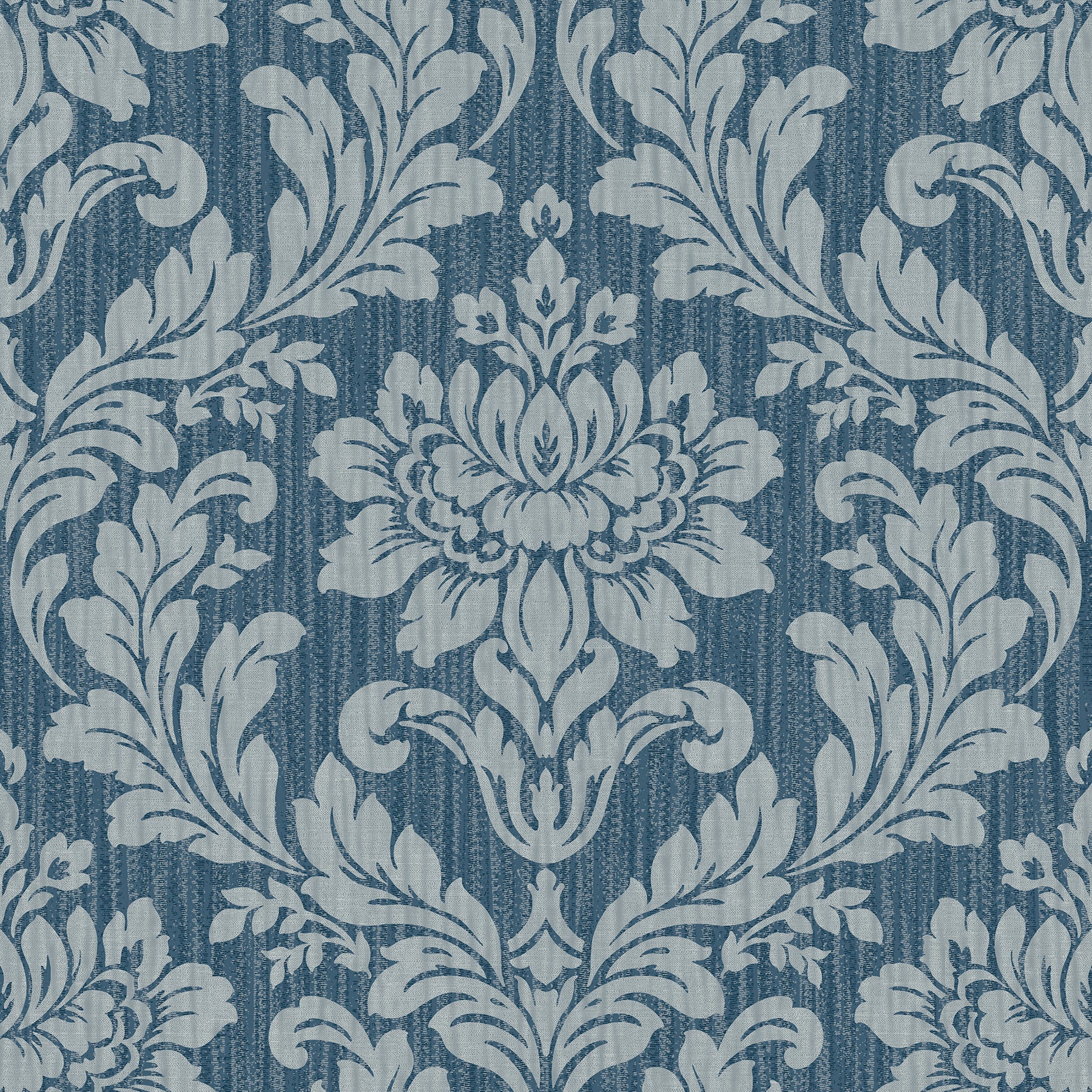 Advantage Galois Blue Damask Wallpaper, 20.9-in by 33-ft