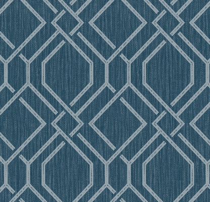 Advantage Frege Blue Trellis Wallpaper, 20.9-in by 33-ft