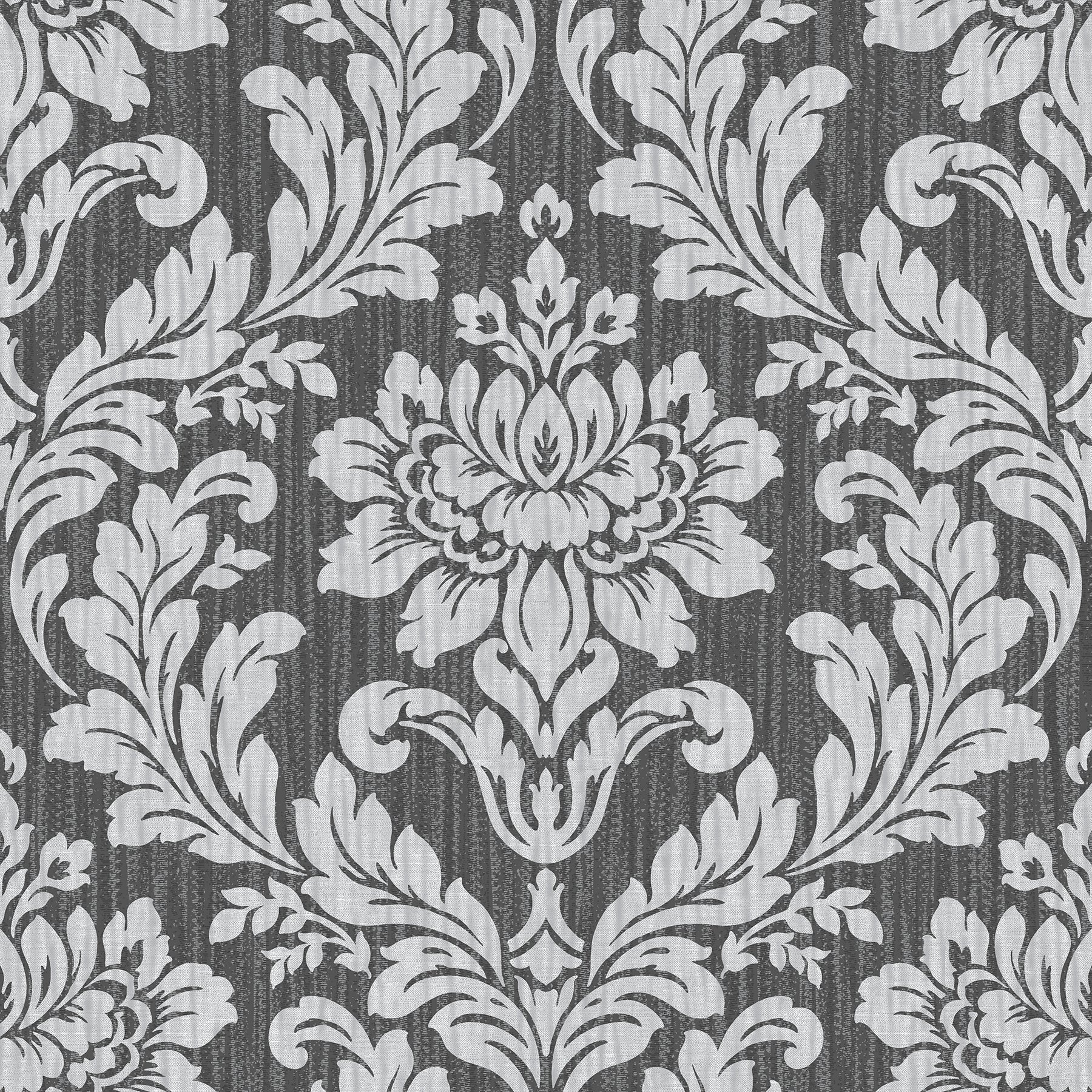 Advantage Galois Silver Damask Wallpaper, 20.9-in by 33-ft