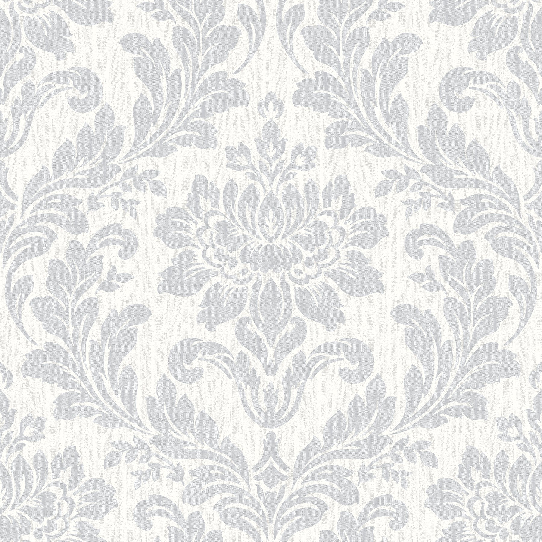 Advantage Galois Light Grey Damask Wallpaper, 20.9-in by 33-ft