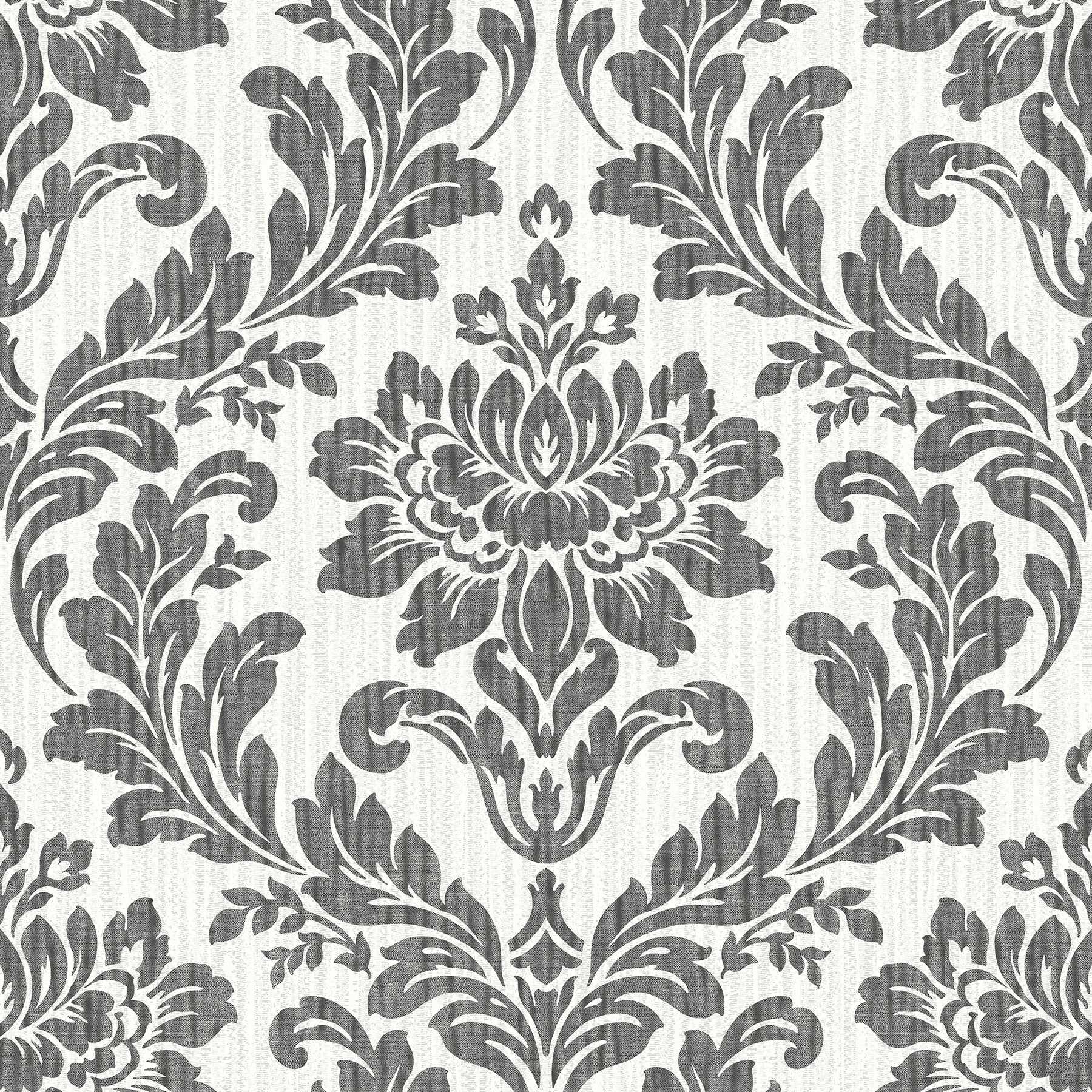 Advantage Galois Black Damask Wallpaper, 20.9-in by 33-ft