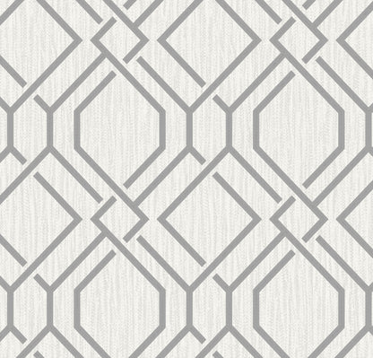 Advantage Frege Grey Trellis Wallpaper, 20.9-in by 33-ft